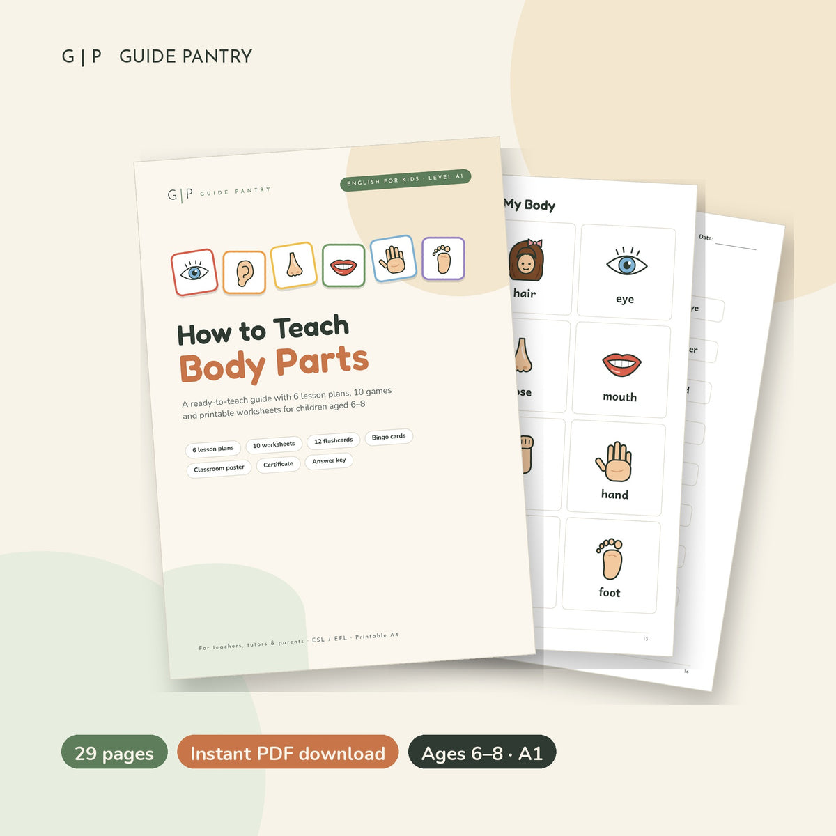 How to Teach Body Parts – printable ESL guide for kids