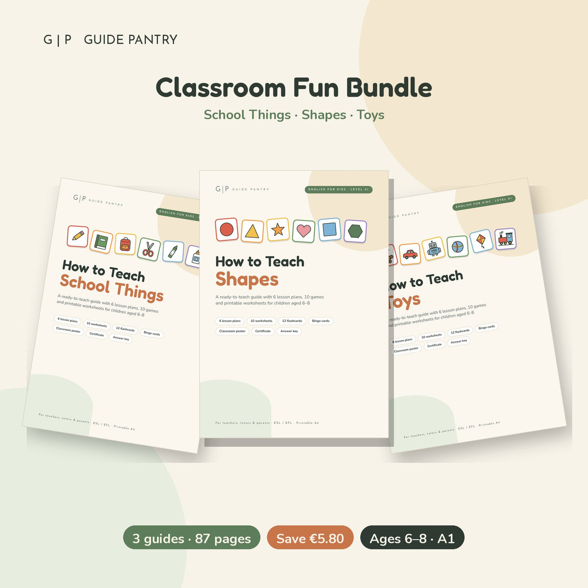 Classroom Fun Bundle – printable ESL guides for kids (bundle cover)