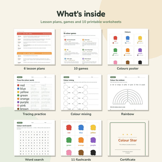 How to Teach Colours – Printable ESL Guide for Kids (Ages 6–8, A1)