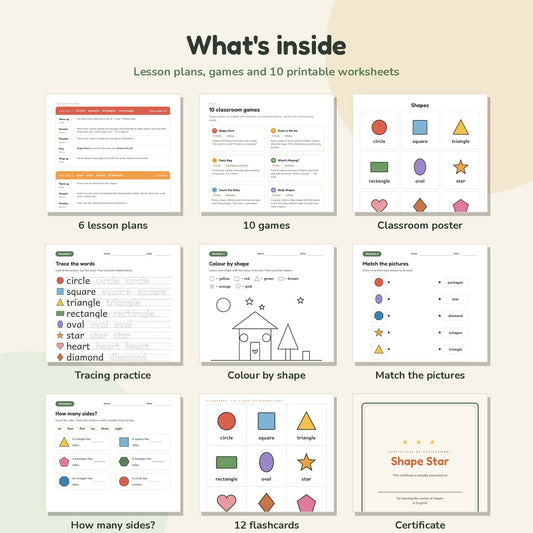 Shapes worksheets, flashcards and lesson plans preview