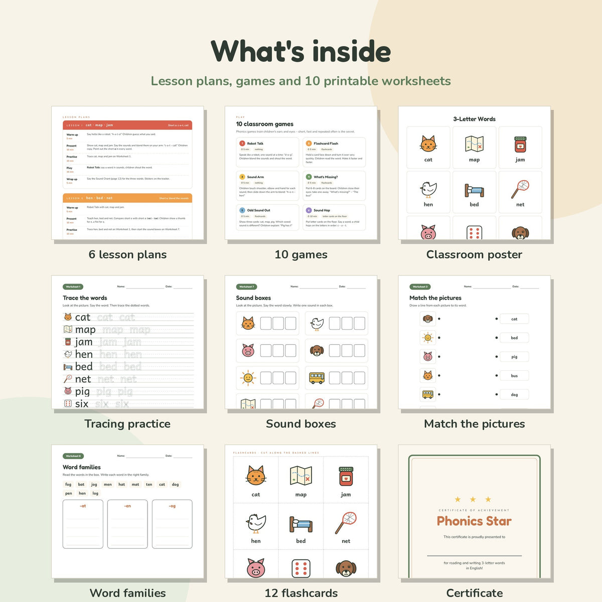 CVC Words worksheets, flashcards and lesson plans preview
