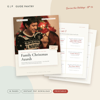 Family Christmas Awards – printable PDF cover and inside pages, Survive the Holidays series
