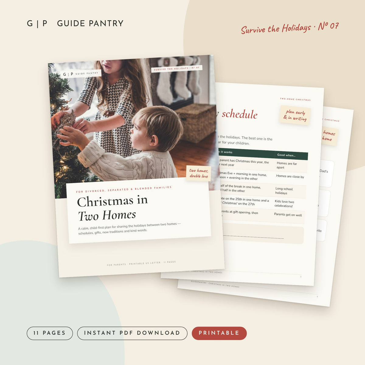 Christmas in Two Homes – printable PDF cover and inside pages, Survive the Holidays series