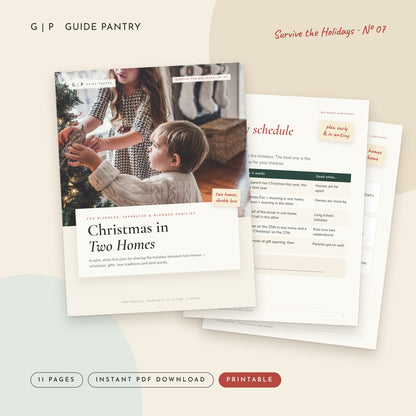 Christmas in Two Homes – printable PDF cover and inside pages, Survive the Holidays series