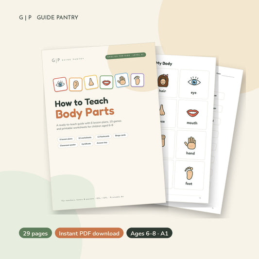 How to Teach Body Parts – printable ESL guide for kids
