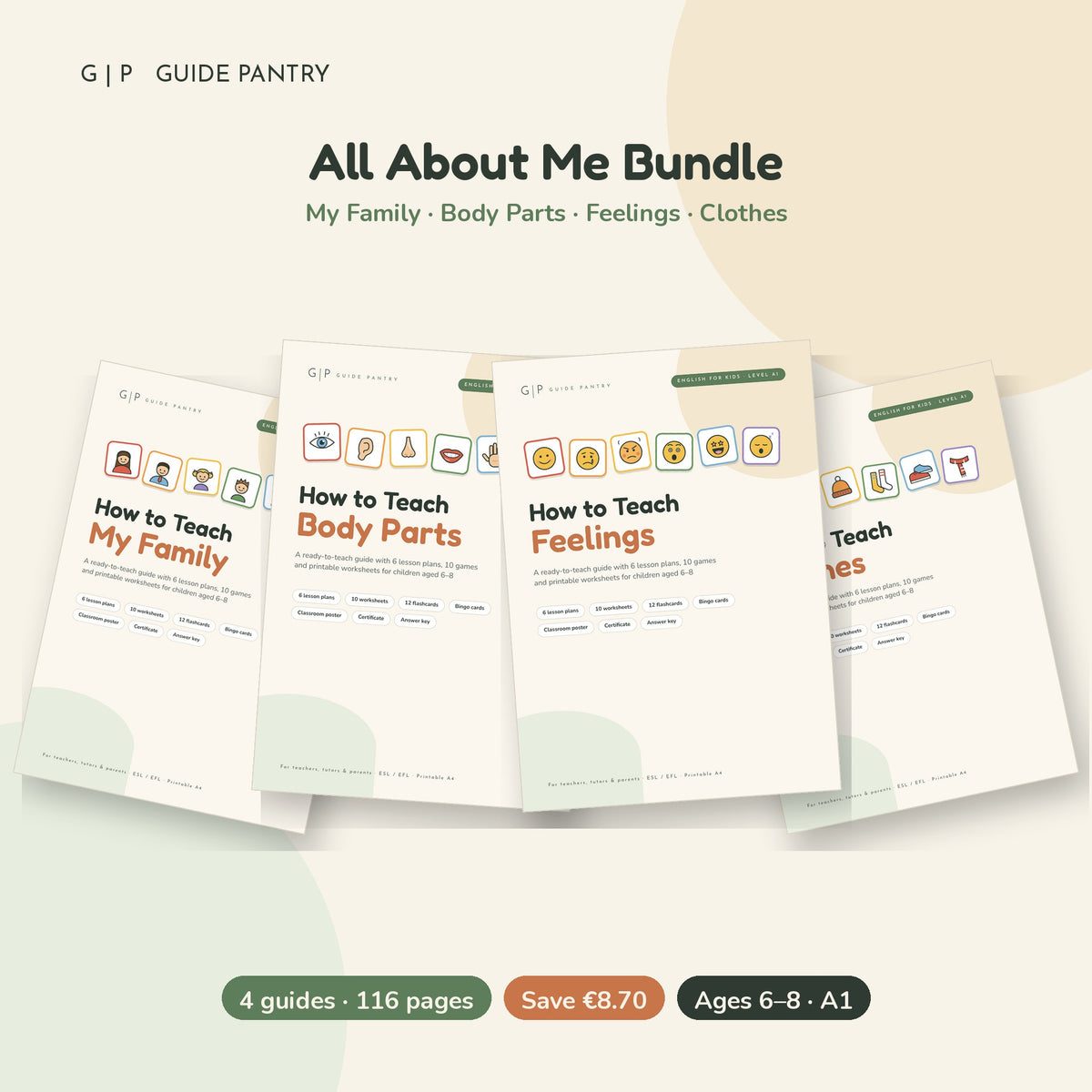 All About Me Bundle – printable ESL guides for kids (bundle cover)
