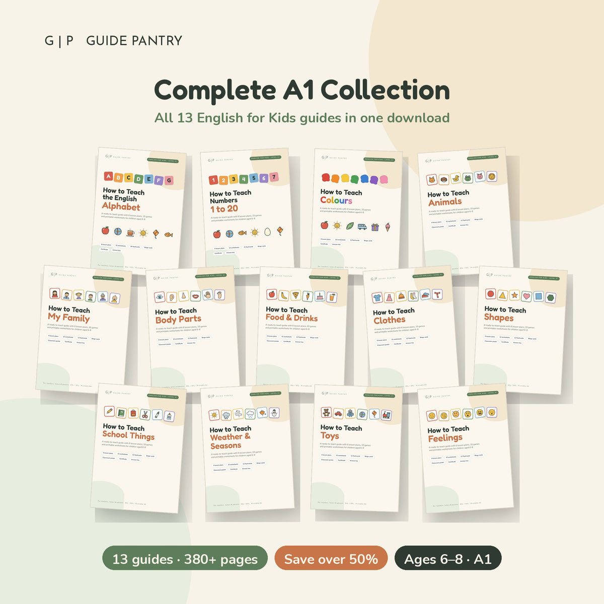 Complete A1 Collection – printable ESL guides for kids (bundle cover)
