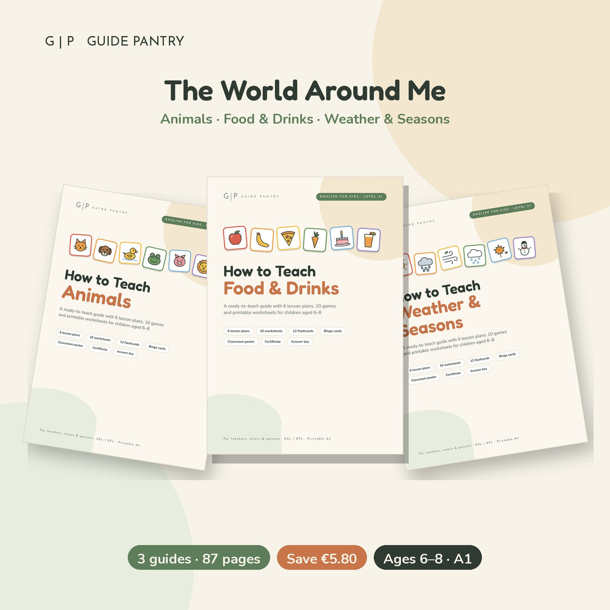 The World Around Me Bundle – printable ESL guides for kids (bundle cover)
