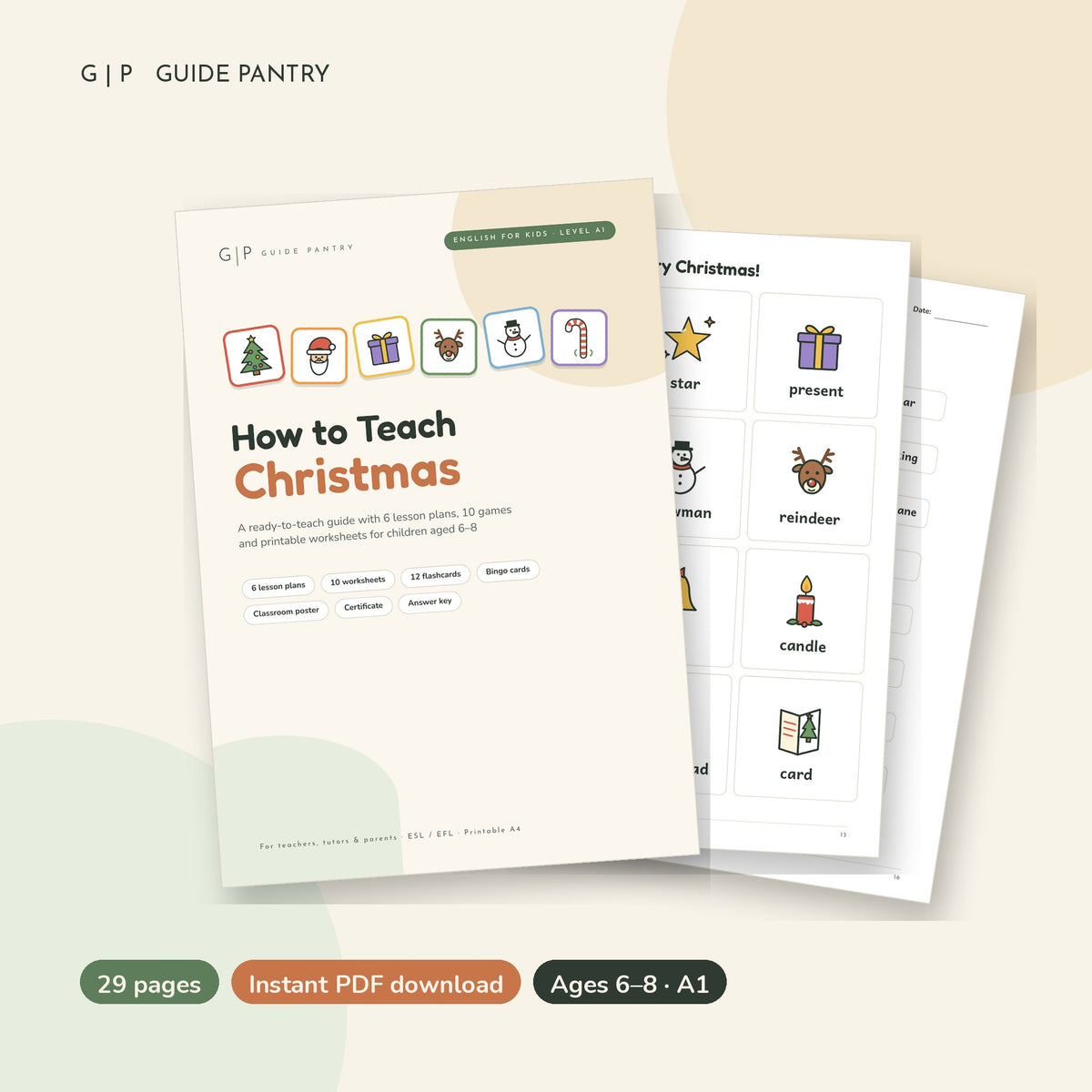 How to Teach Christmas – Printable ESL Guide for Kids (Ages 6–8, A1)