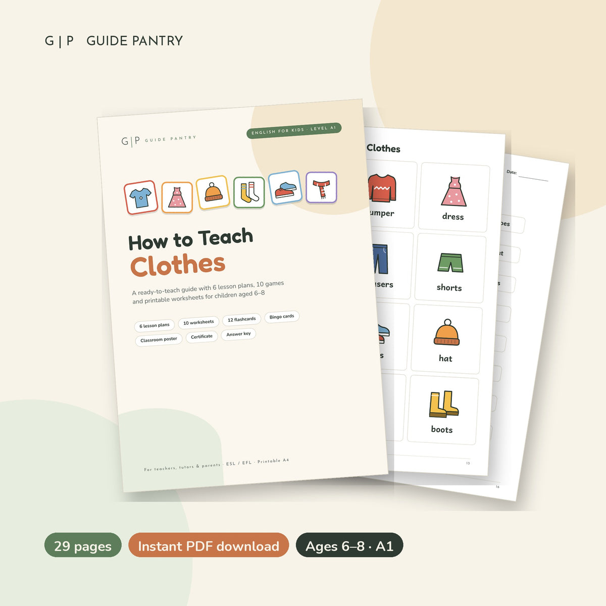 How to Teach Clothes – printable ESL guide for kids
