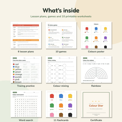 How to Teach Colours – Printable ESL Guide for Kids (Ages 6–8, A1)