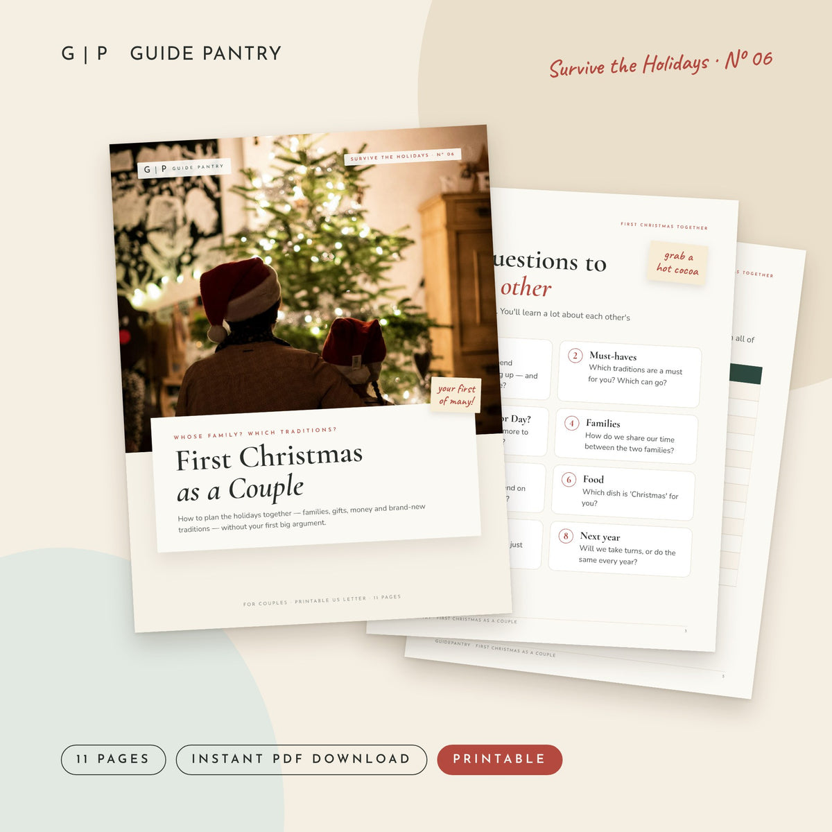 First Christmas as a Couple – printable PDF cover and inside pages, Survive the Holidays series

