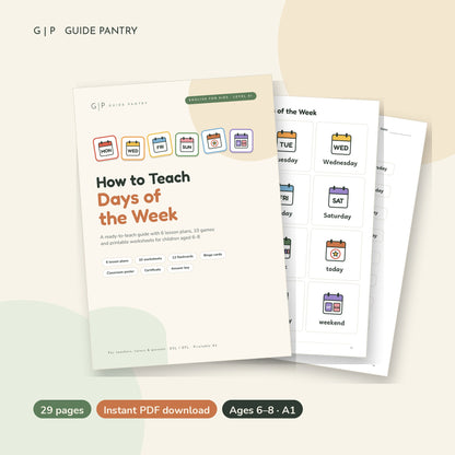 How to Teach Days of the Week – printable ESL guide for kids
