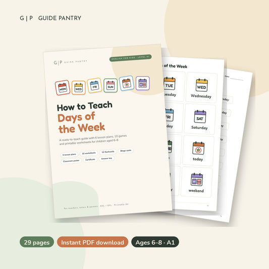 How to Teach Days of the Week – printable ESL guide for kids
