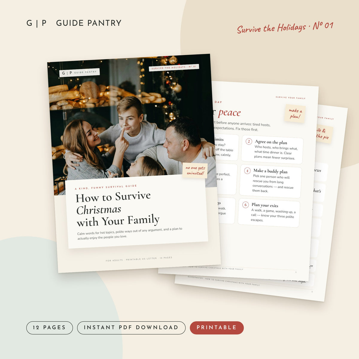 How to Survive Christmas with Your Family – printable PDF cover and inside pages, Survive the Holidays series