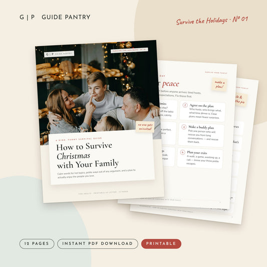 How to Survive Christmas with Your Family – printable PDF cover and inside pages, Survive the Holidays series
