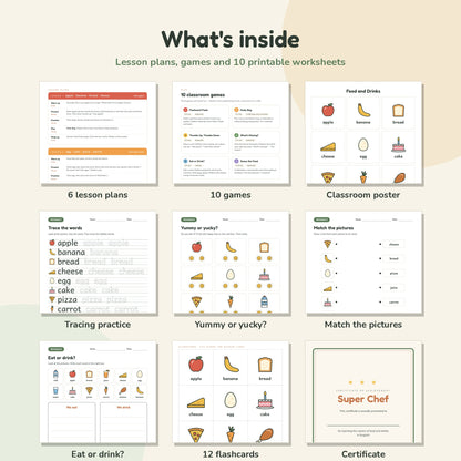 Food & Drinks worksheets, flashcards and lesson plans preview