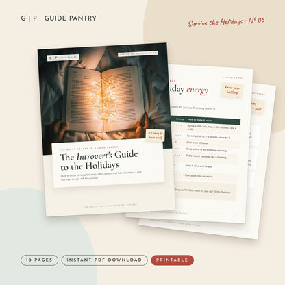 The Introvert's Guide to the Holidays – printable PDF cover and inside pages, Survive the Holidays series.