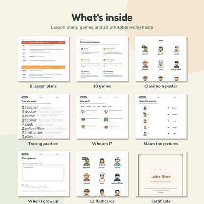 Jobs worksheets, flashcards and lesson plans preview
