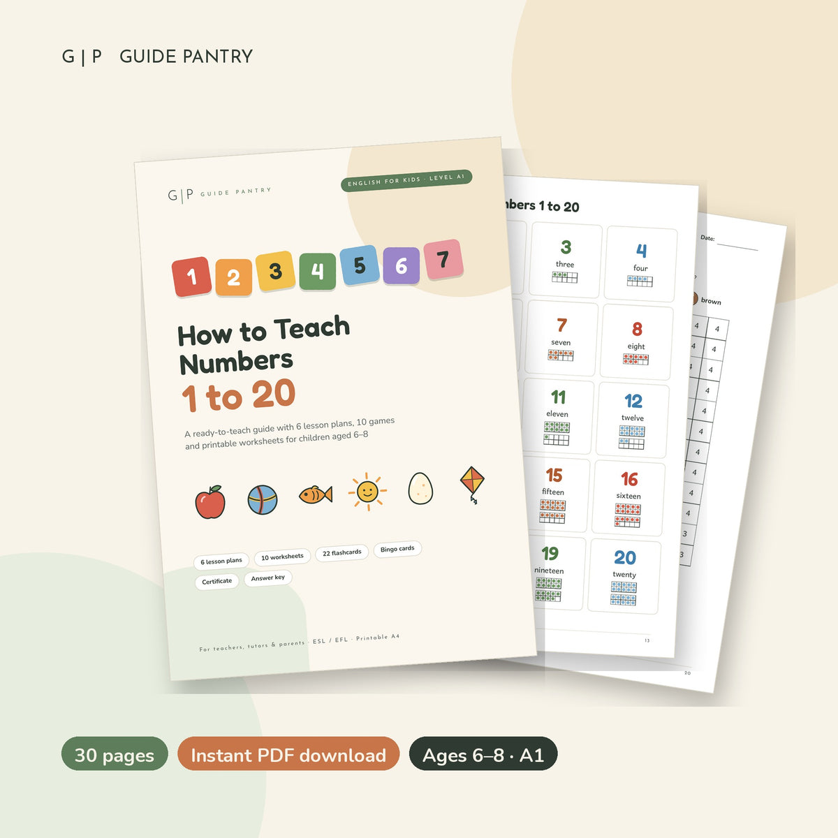 How to Teach Numbers 1–20 – Ready-to-Teach Guide for Kids 6–8 (PDF)