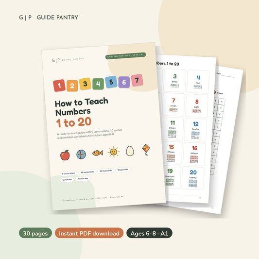 How to Teach Numbers 1–20 – Ready-to-Teach Guide for Kids 6–8 (PDF)