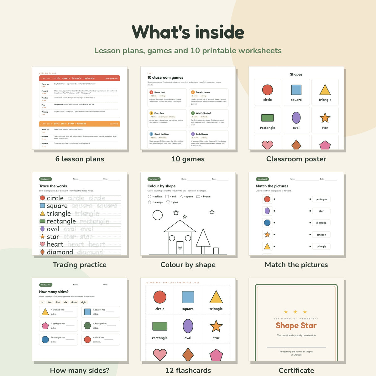 Shapes ESL worksheets and flashcards preview