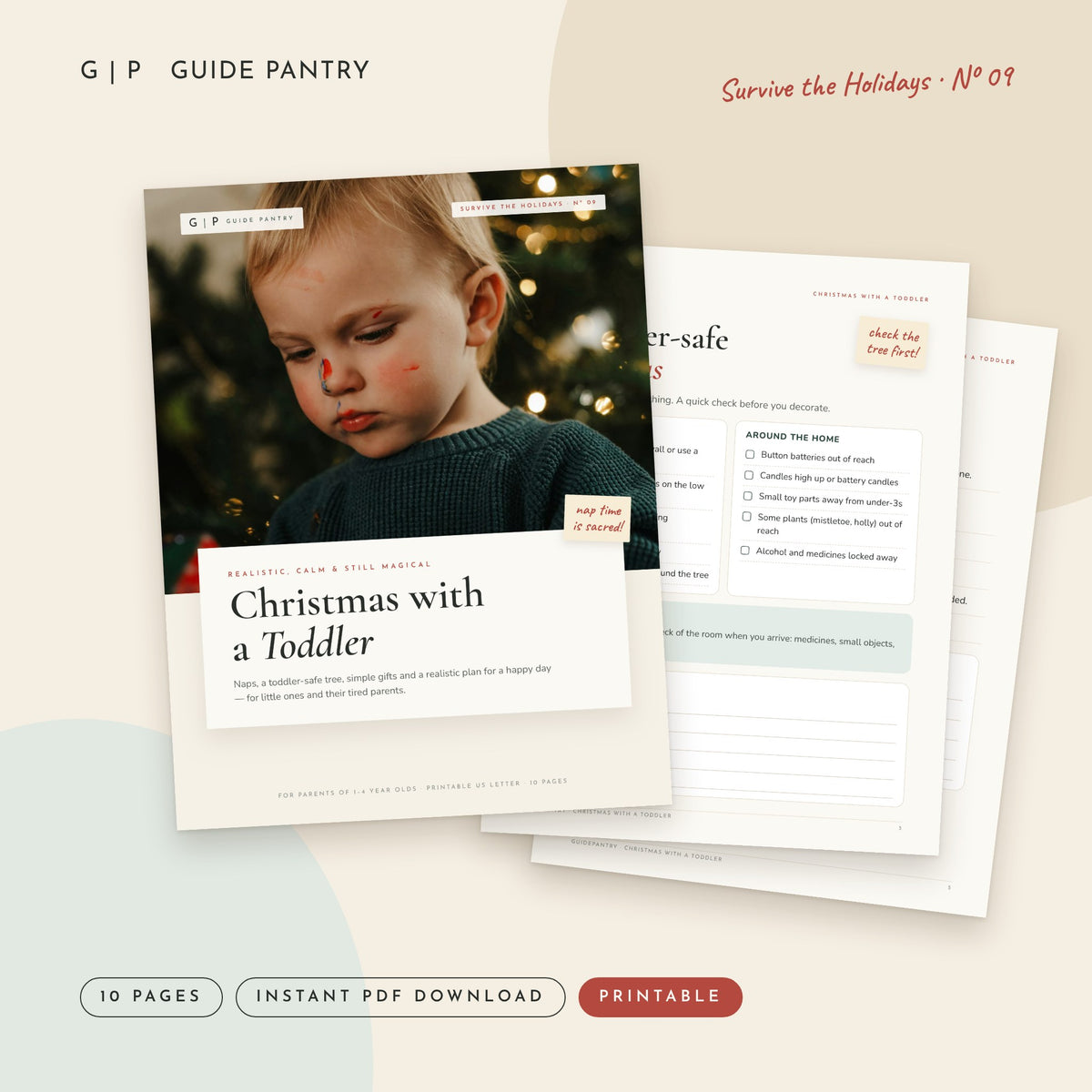 Christmas with a Toddler – printable PDF cover and inside pages, Survive the Holidays series