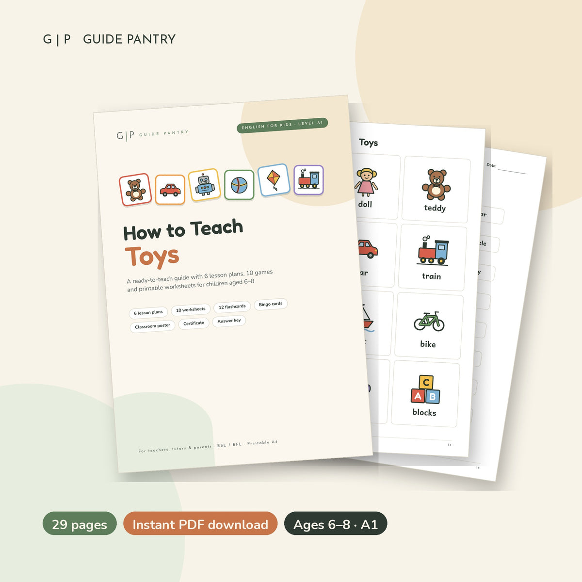 How to Teach Toys – printable ESL guide for kids