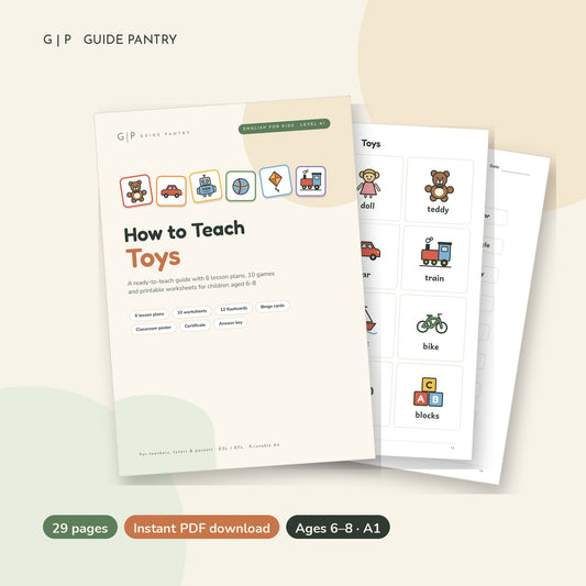 How to Teach Toys – printable ESL guide for kids