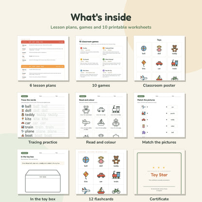 Toys worksheets, flashcards and lesson plans preview